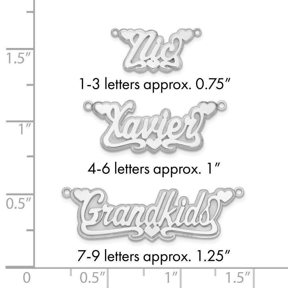 14k White Gold 3D Polished Hearts Name Plate