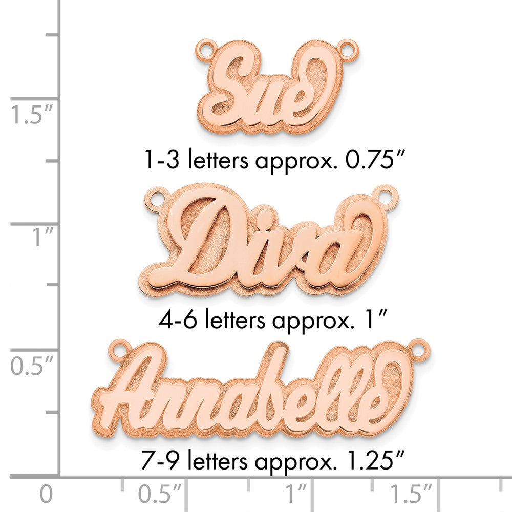 Sterling Silver/Rose-plated 3D Polished Name Plate