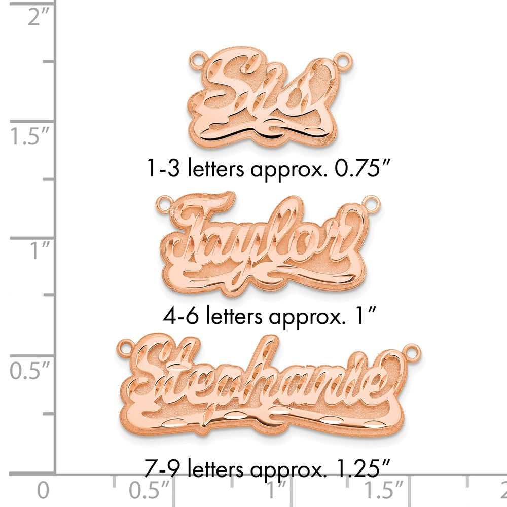 Sterling Silver/Rose-plated 3D Diamond-cut Name Plate