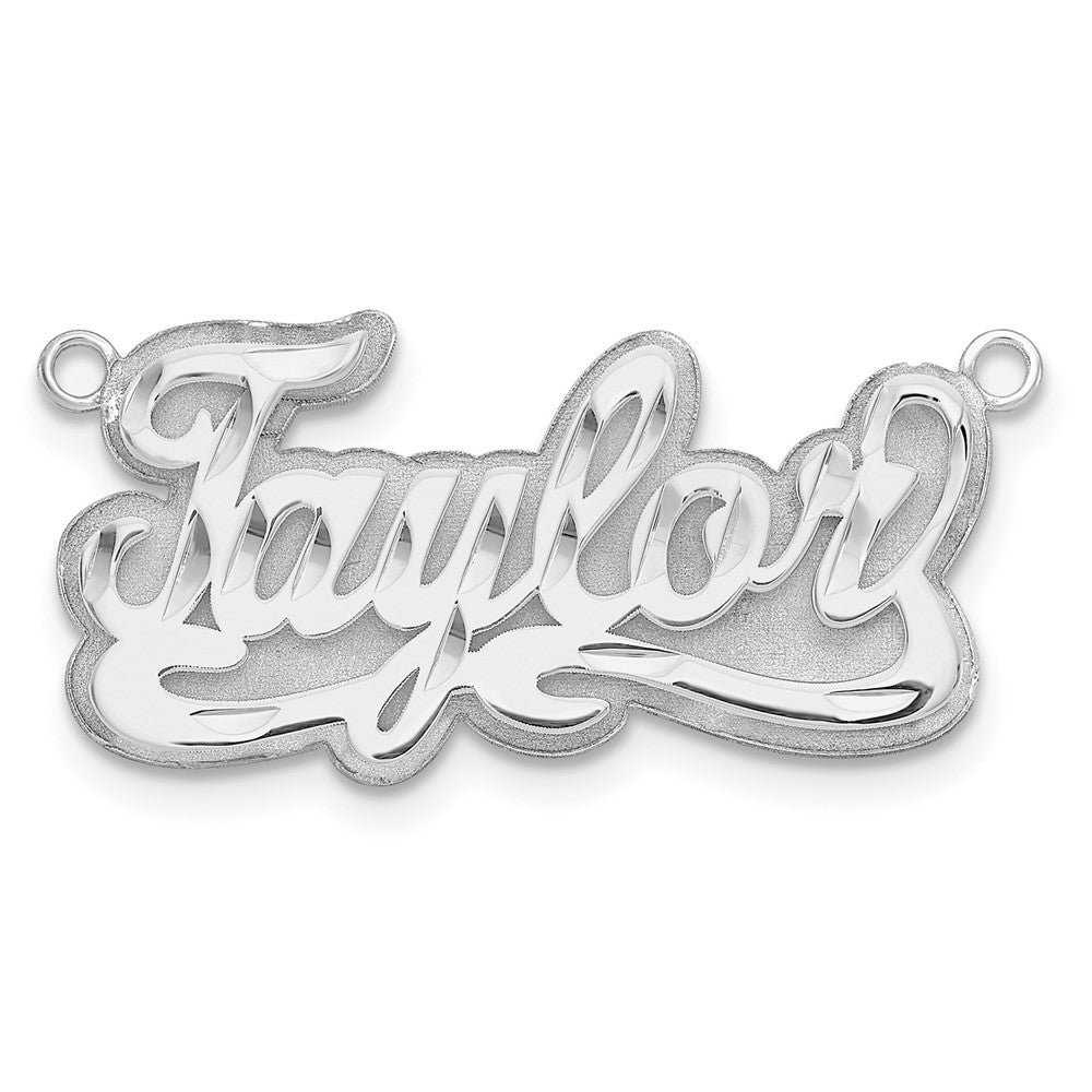 14k White Gold 3D Diamond-cut Name Plate