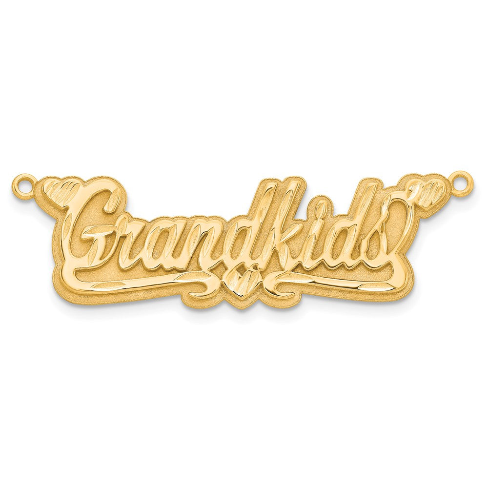 Sterling Silver/Gold-plated 3D Diamond-cut Hearts Name Plate