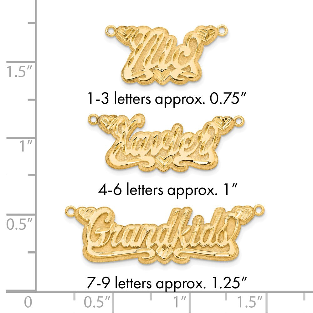 Sterling Silver/Gold-plated 3D Diamond-cut Hearts Name Plate