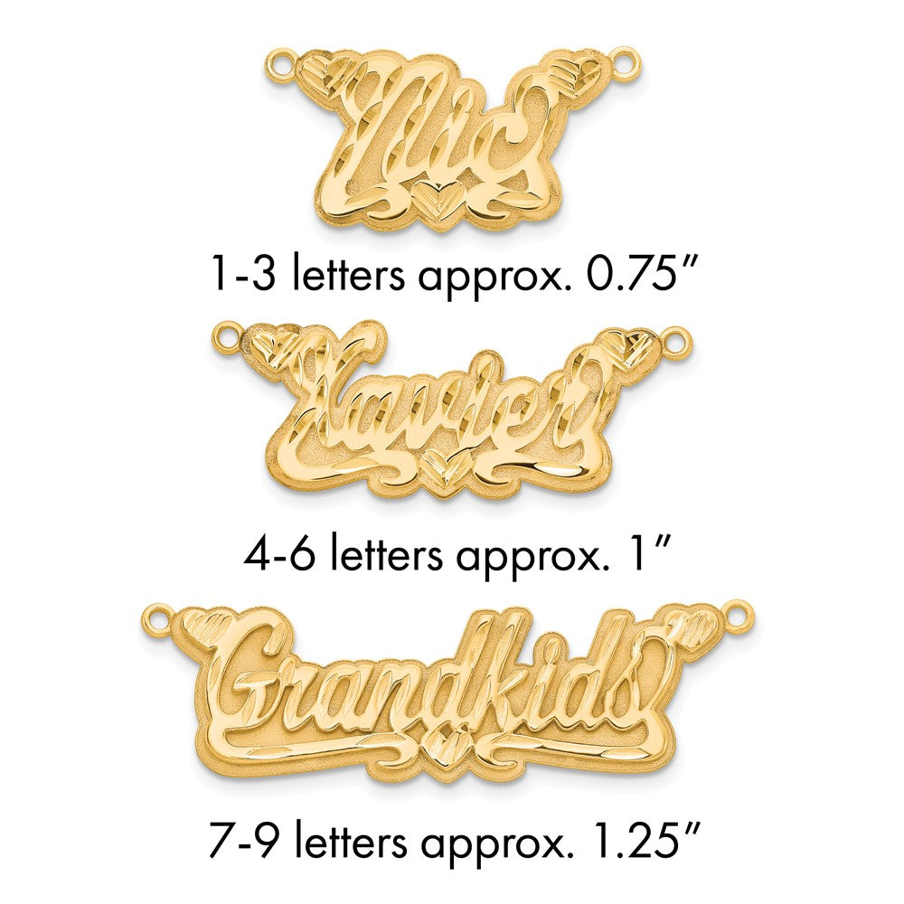 Sterling Silver/Gold-plated 3D Diamond-cut Hearts Name Plate