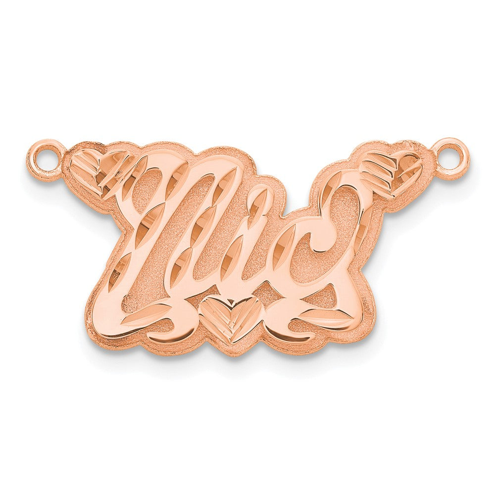 Sterling Silver/Rose-plated 3D Diamond-cut Hearts Name Plate