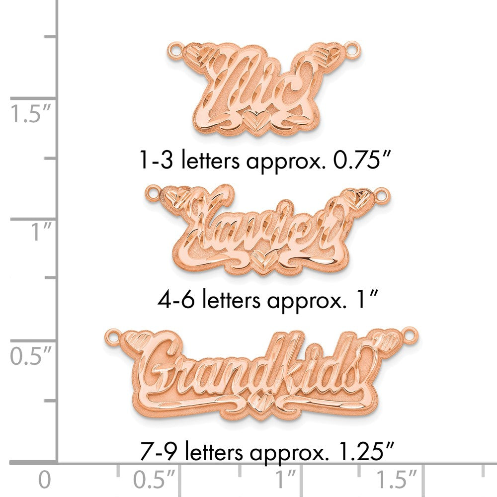 14k Rose Gold 3D Diamond-cut Hearts Name Plate