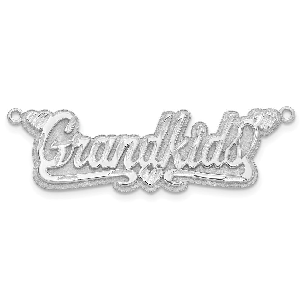 Sterling Silver/Rhodium-plated 3D Diamond-cut Hearts Name Plate