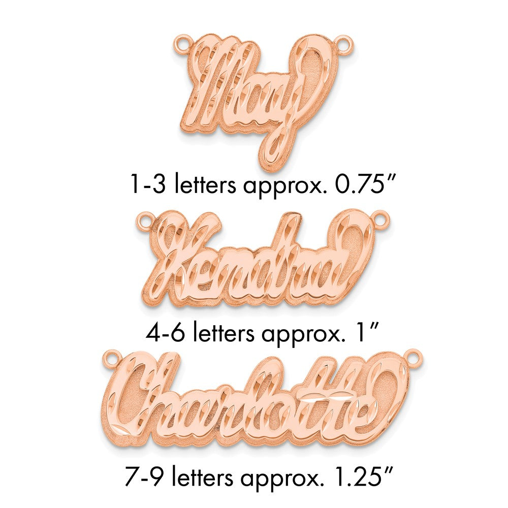 Sterling Silver/Rose-plated 3D Diamond-cut Name Plate