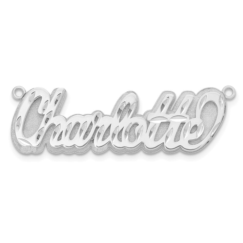 10k White Gold 3D Diamond-cut Name Plate
