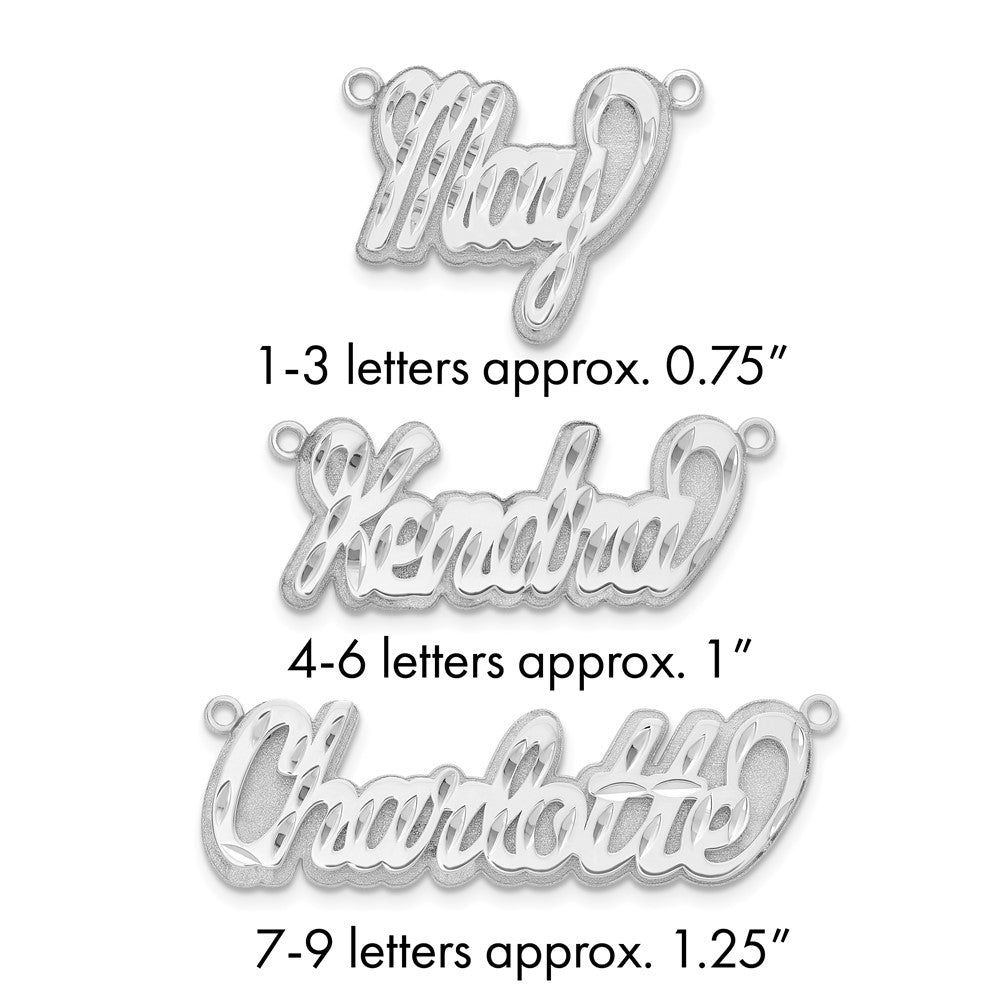 14k White Gold 3D Diamond-cut Name Plate