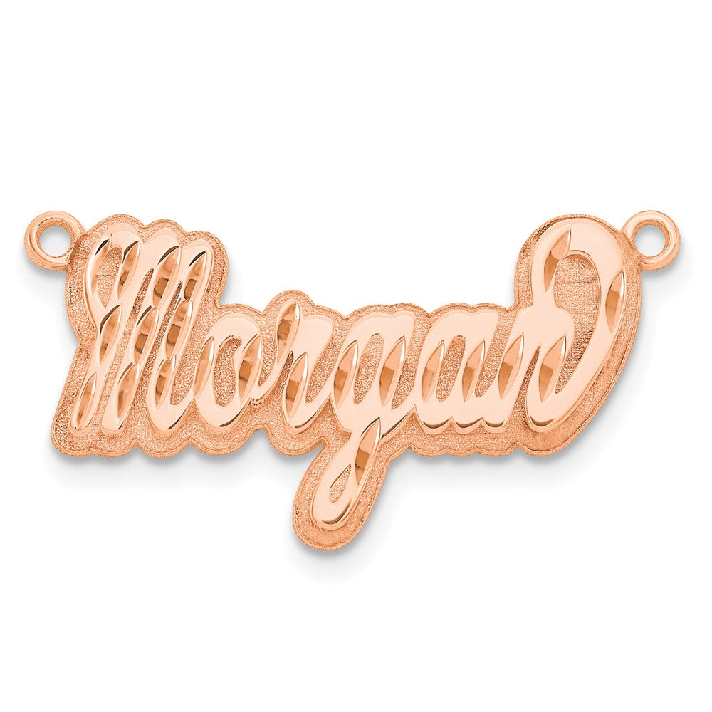 Sterling Silver/Rose-plated 3D Diamond-cut Name Plate