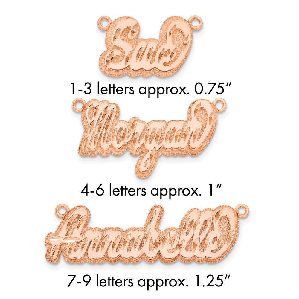 Sterling Silver/Rose-plated 3D Diamond-cut Name Plate