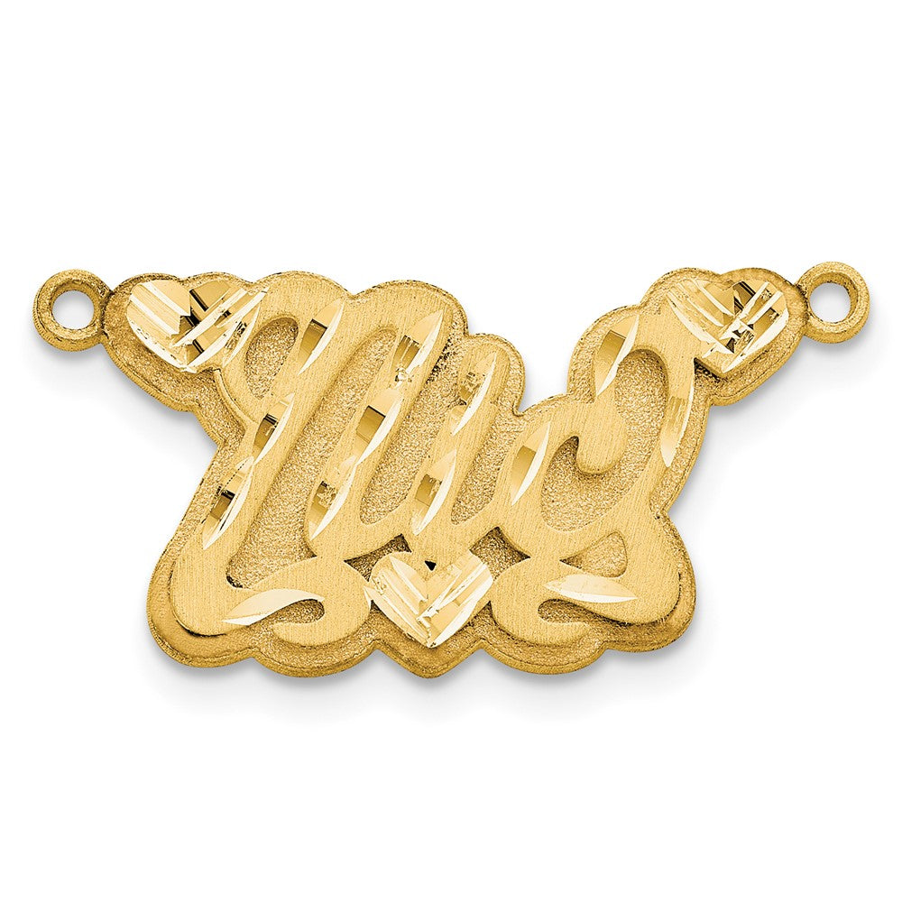 14k Yellow Gold 3D Satin Diamond-cut Hearts Name Plate