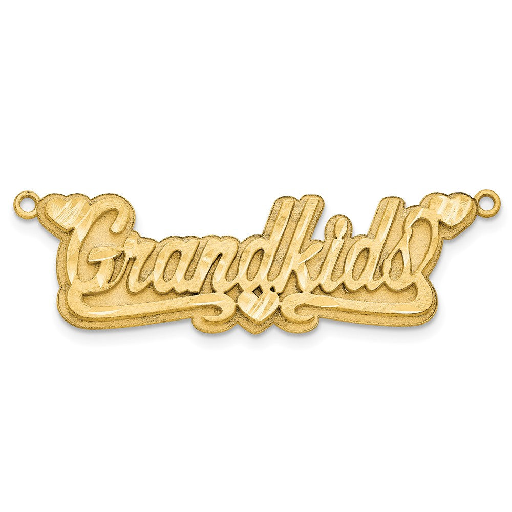 Sterling Silver/Gold-plated 3D Satin Diamond-cut Hearts Name Plate