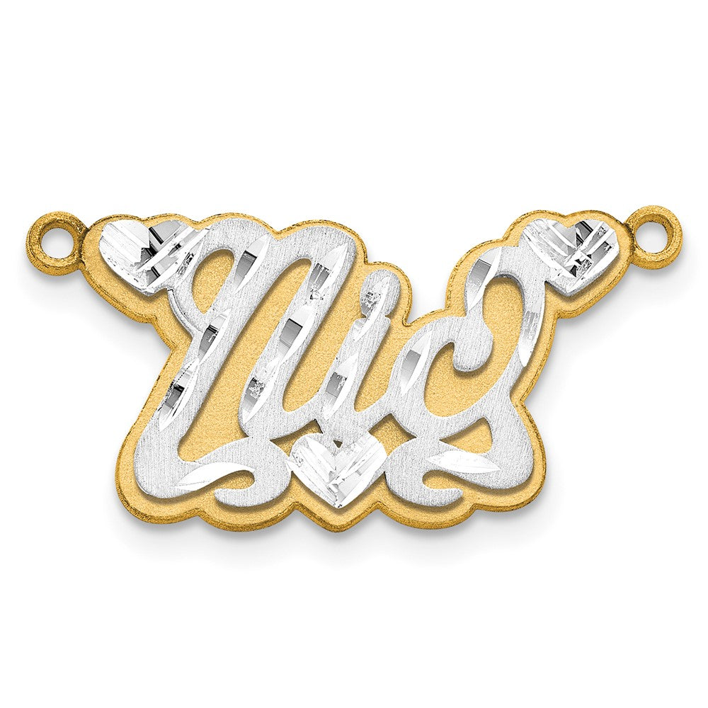 14k Rose Gold 3D Satin Diamond-cut Hearts name Plate