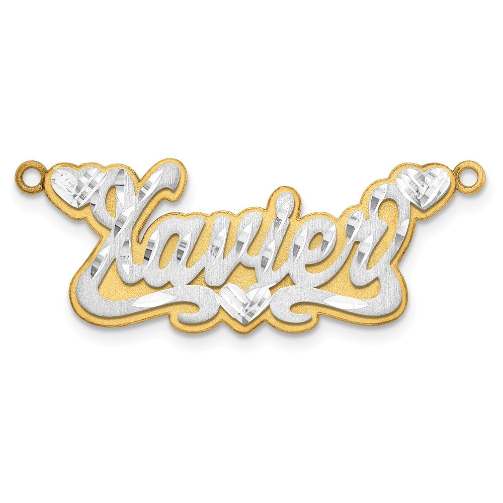 14k Rose Gold 3D Satin Diamond-cut Hearts name Plate