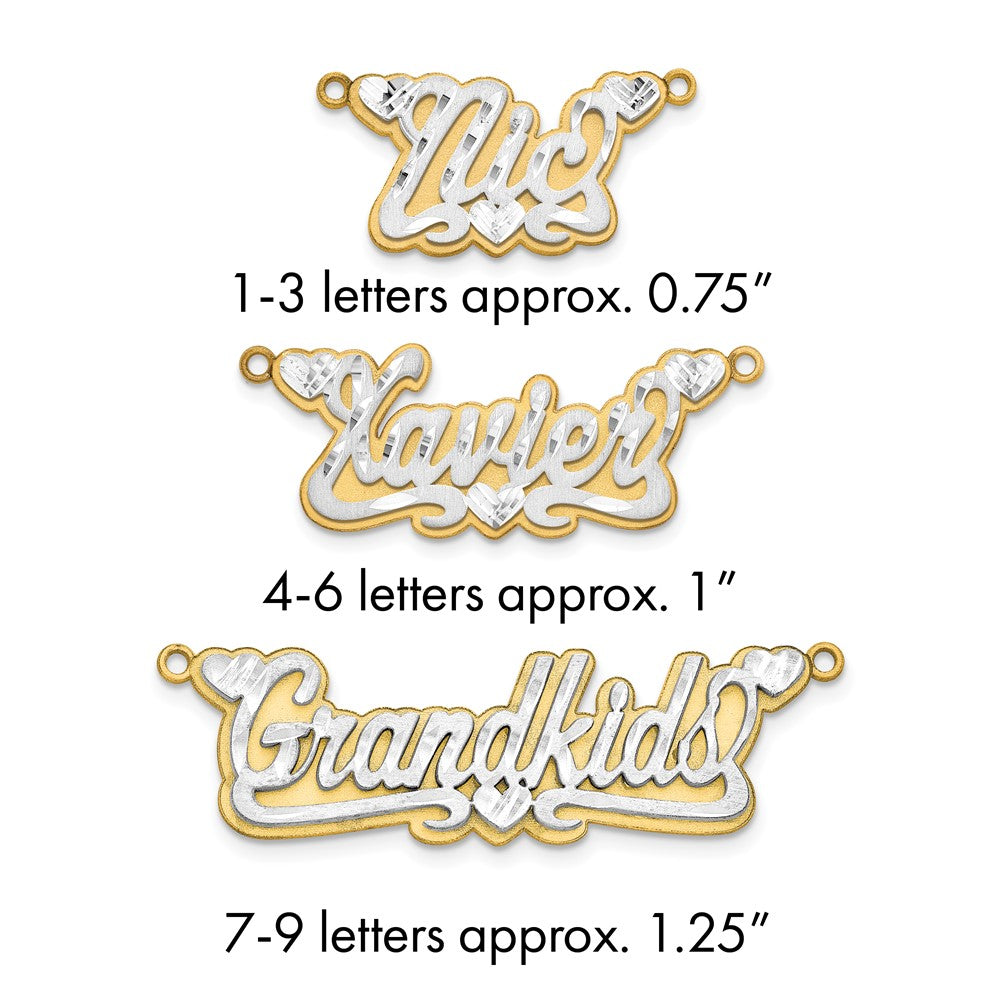 14k Rose Gold 3D Satin Diamond-cut Hearts name Plate