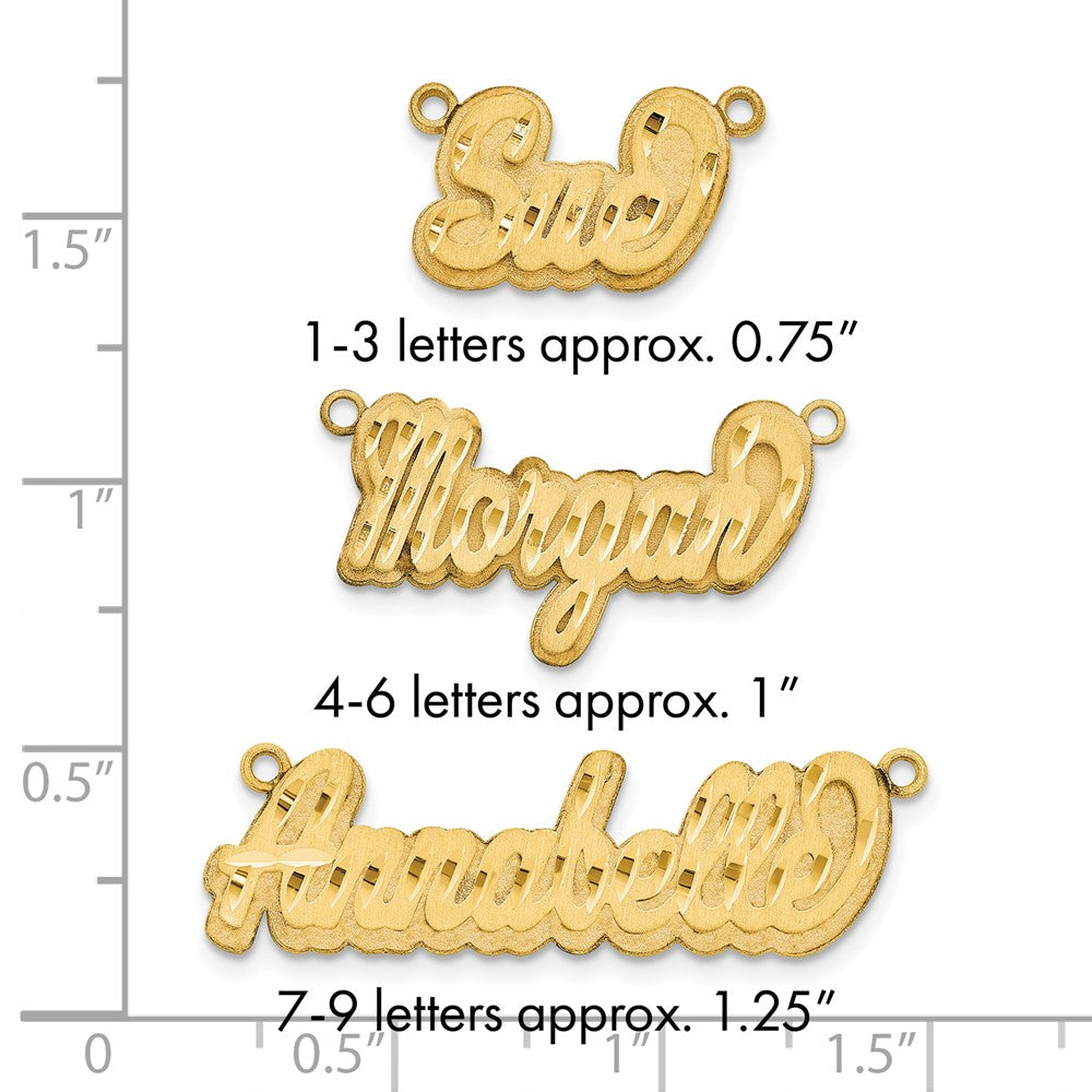14k Yellow Gold 3D Satin Diamond-cut Name Plate