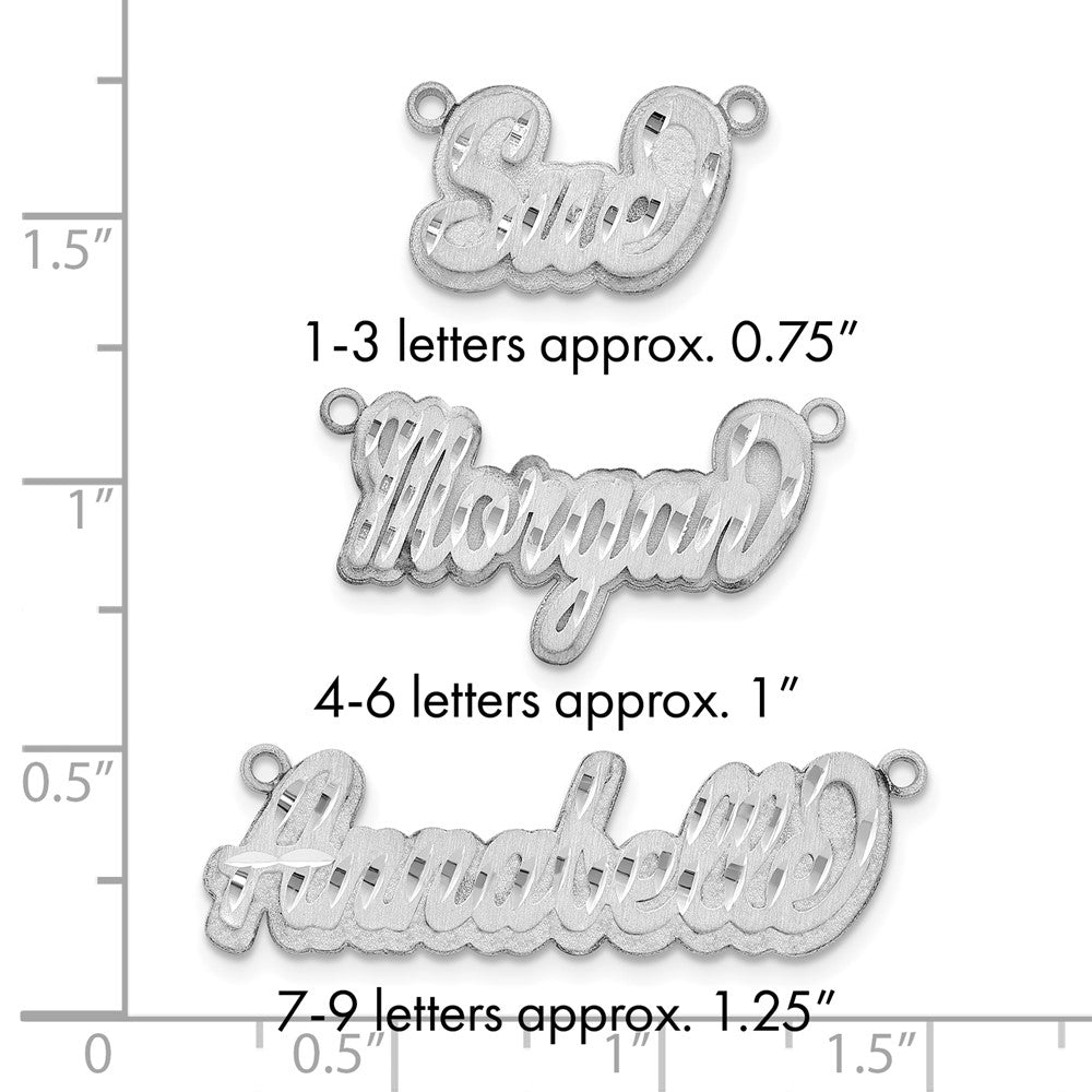 14k White Gold 3D Satin Diamond-cut Name Plate