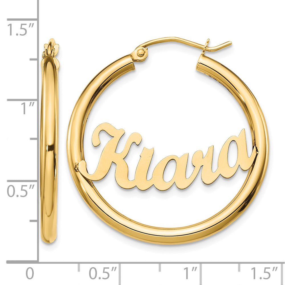 14k Yellow Gold Name Plate Hoop Earrings