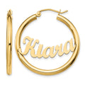 14k Yellow Gold Name Plate Hoop Earrings