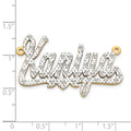 14k Yellow Gold and Rhodium 3D Diamond with Heart Name Plate