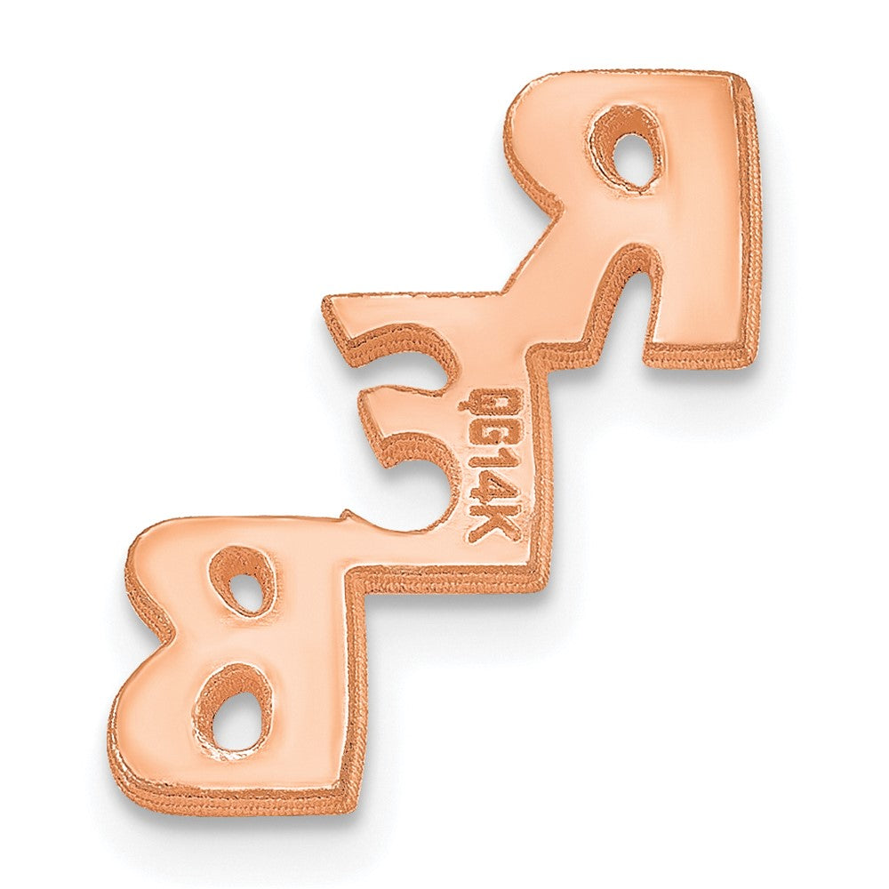 14k Rose Gold Small cut-out Monogram Tie Tac w/ Pink Plated YG Post
