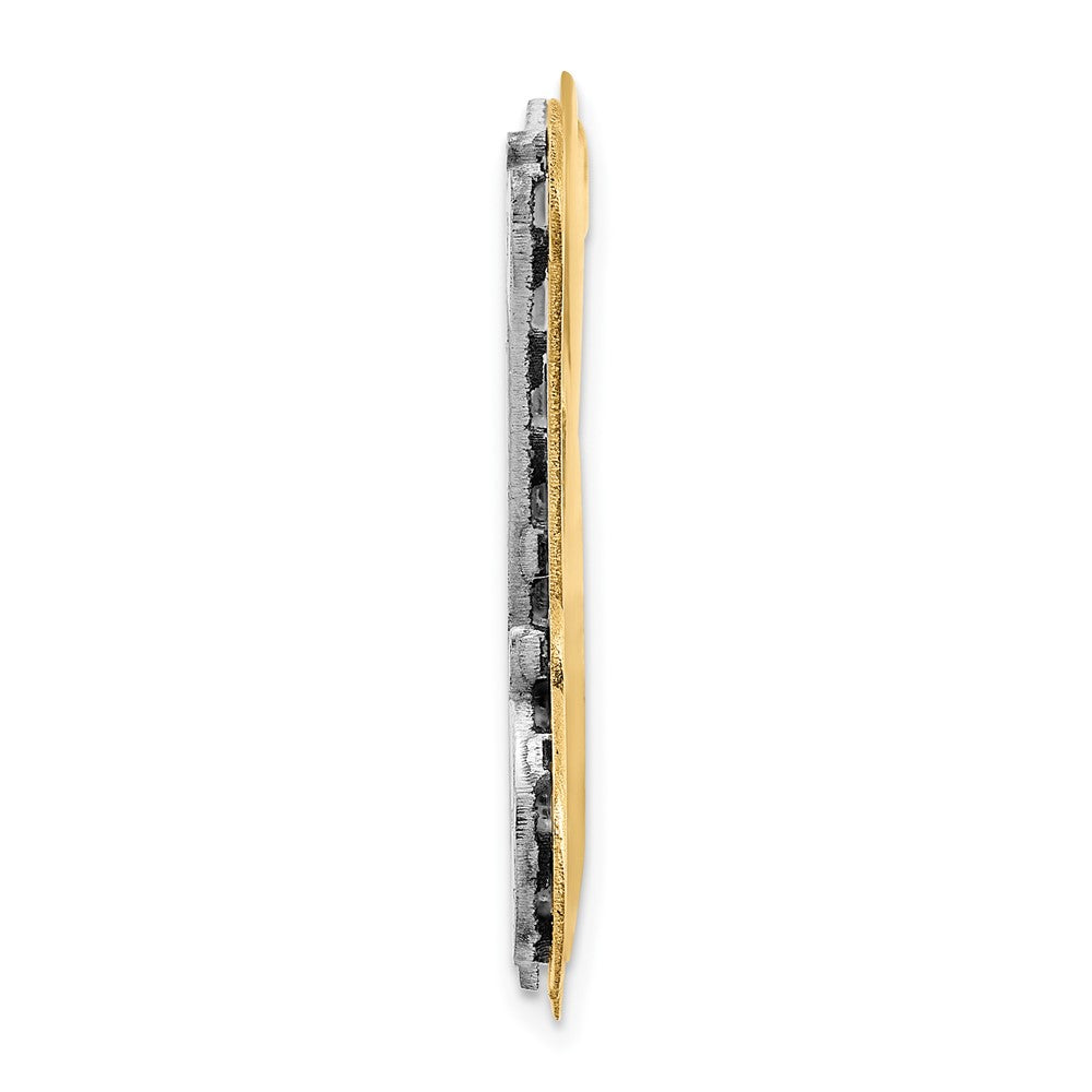 14k Yellow Gold and Rhodium 3D Diamond with Heart Name Plate