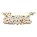 14k Yellow Gold and Rhodium 3D Diamond with Heart Name Plate