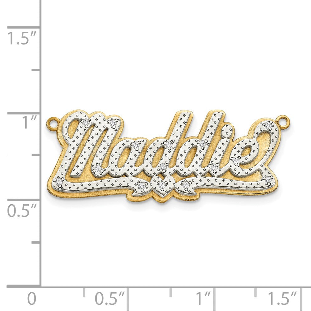 14k Yellow Gold and Rhodium 3D Diamond Name Plate