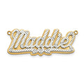 14k Yellow Gold and Rhodium 3D Diamond Name Plate