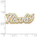 10k White Gold 3D Diamond Name Plate Pendant