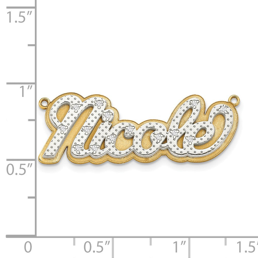 10k White Gold 3D Diamond Name Plate Pendant