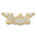 14k Yellow Gold and Rhodium 3D Diamond Name Plate