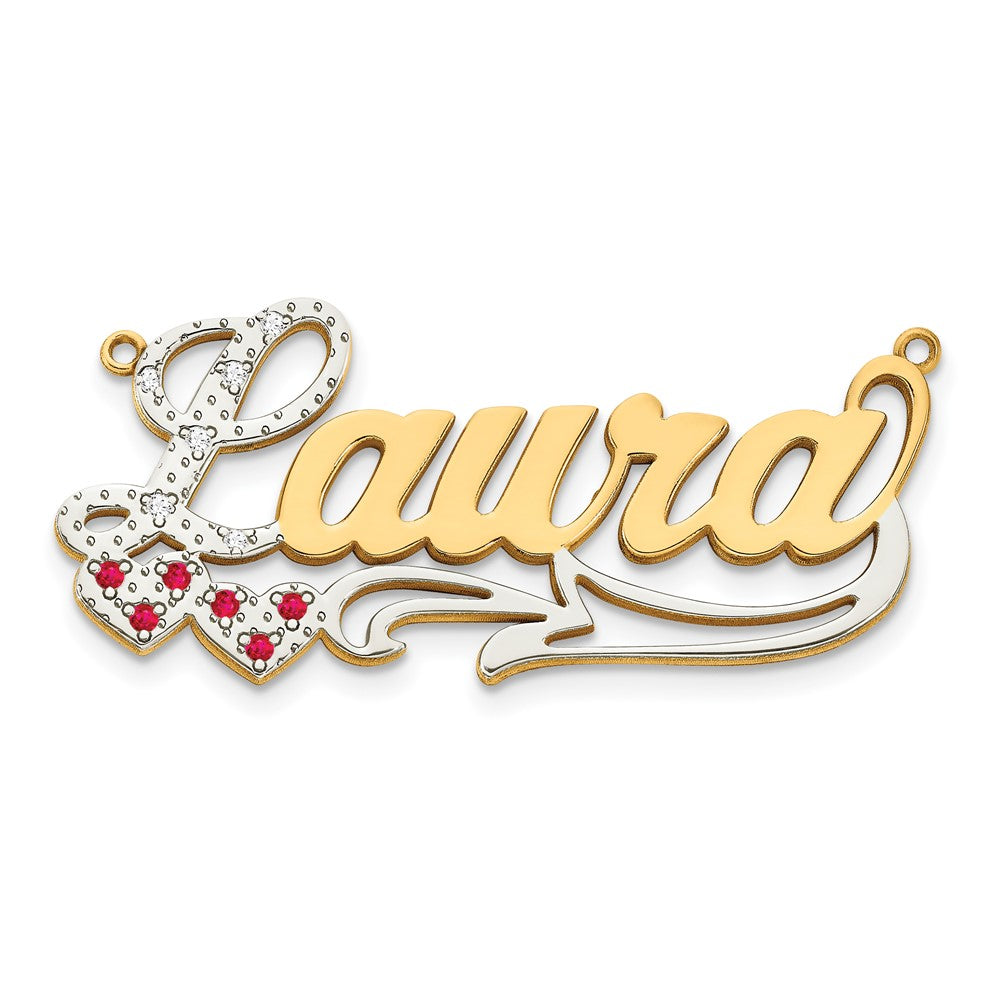 14kw 3-Dimensional Diamond & Ruby Name Plate