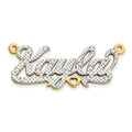 14k Yellow Gold and Rhodium 3D Diamond Name Plate