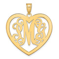 14k Yellow Gold Large Monogram Heart Pendant