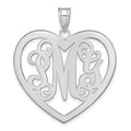 14k White Gold Large Monogram Heart Pendant