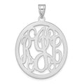 Sterling Silver/Rhodium-plated Round Monogram Pendant