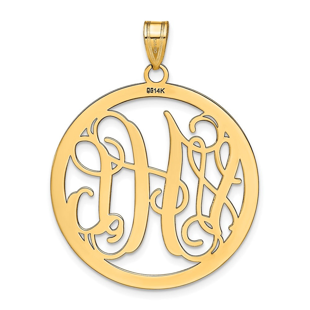 14k Yellow Gold Large Round Monogram Pendant