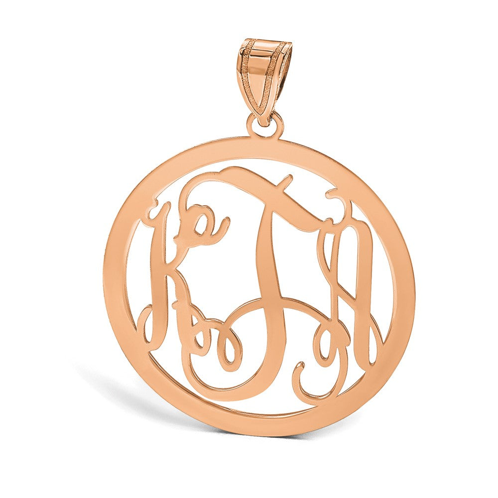 14k Rose gold Large Round Monogram Pendant