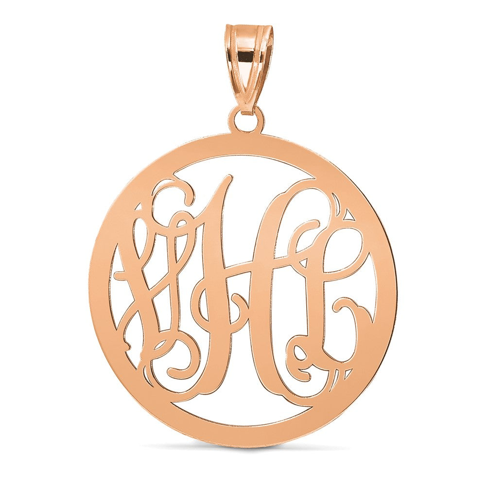 14k Rose gold Large Round Monogram Pendant