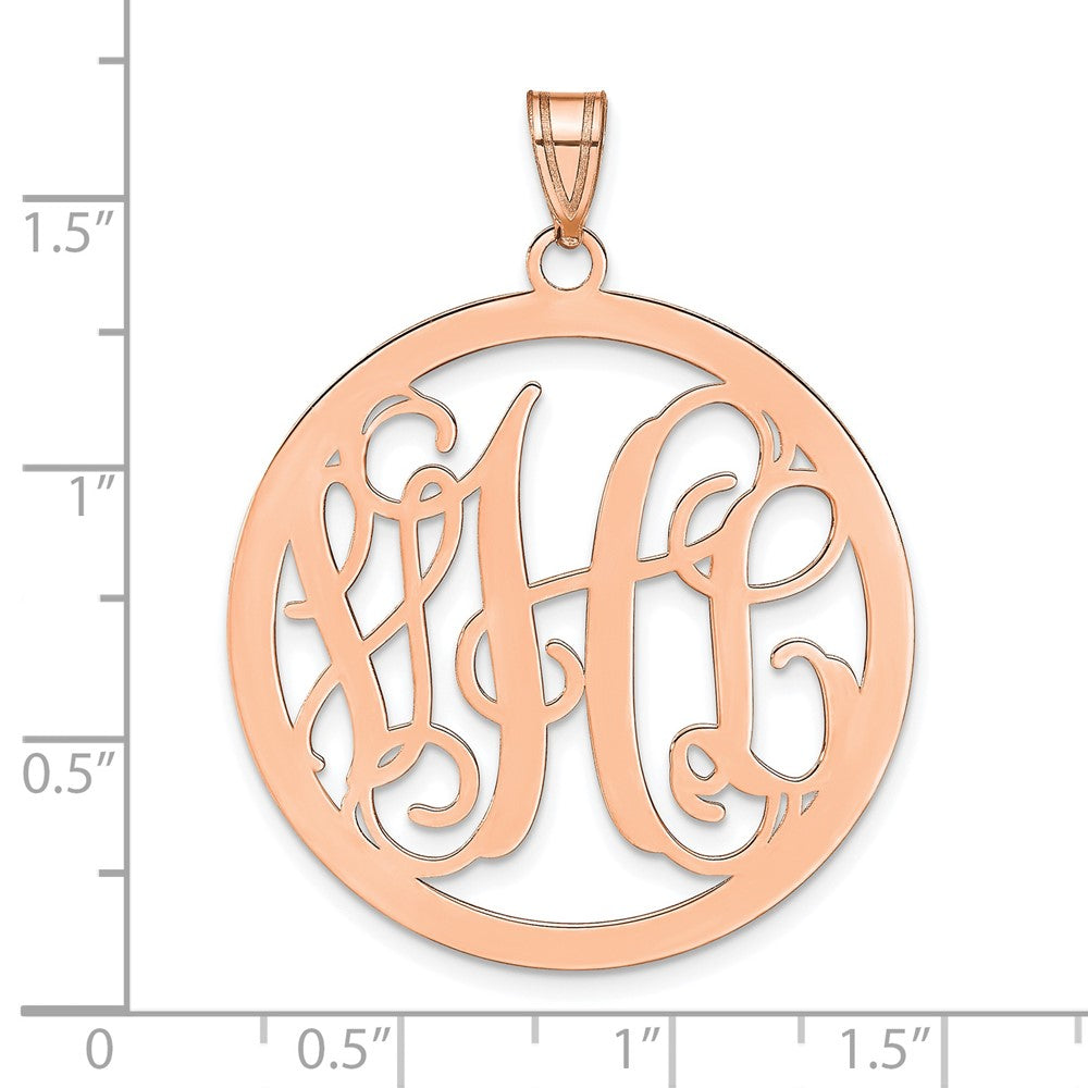 14k Rose gold Large Round Monogram Pendant