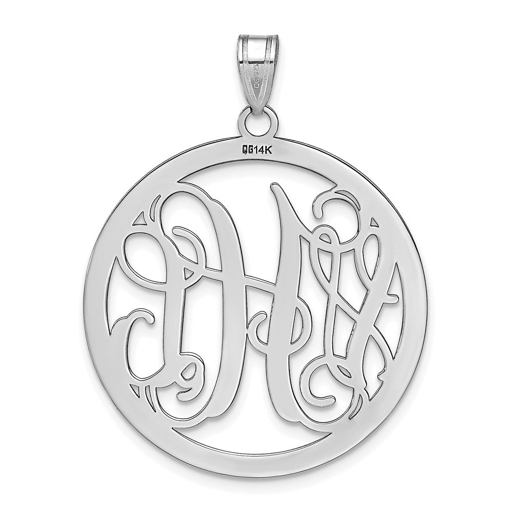 Sterling Silver/Rhodium-plated Large Round Monogram Pendant