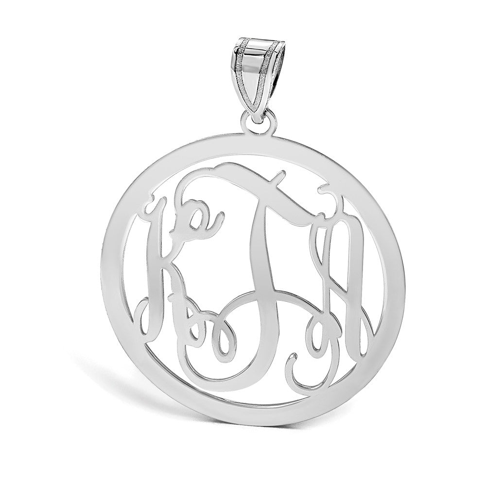 14k White Gold Large Round Monogram Pendant