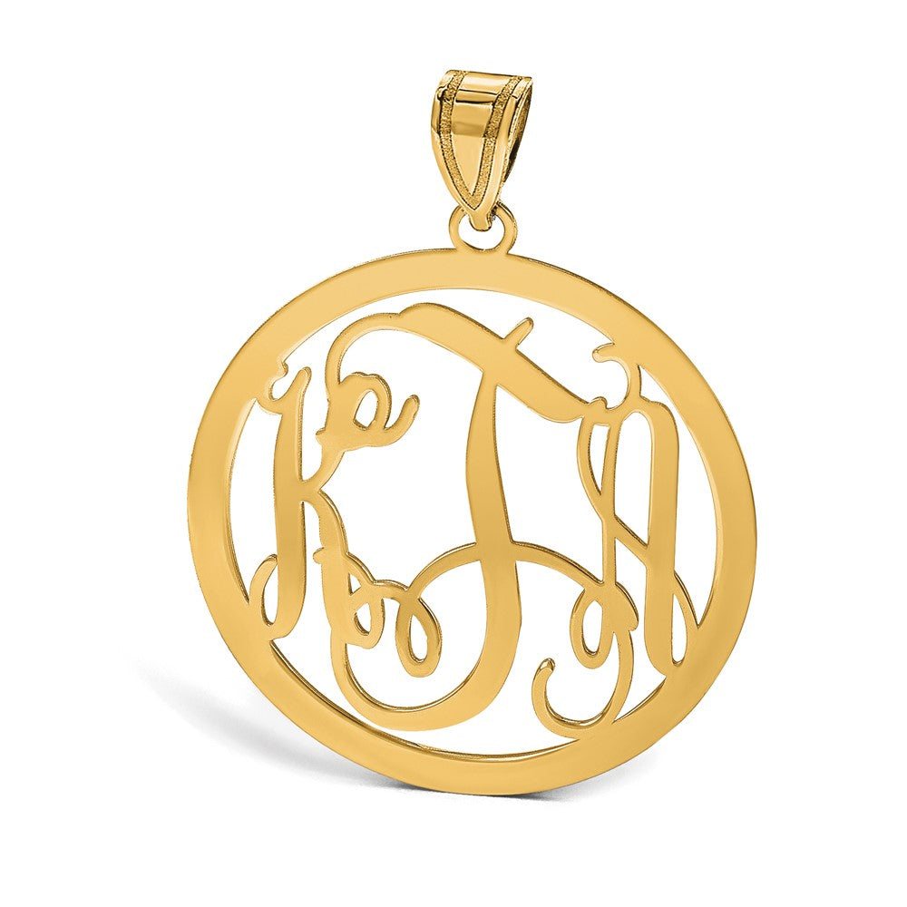 14k Yellow Gold Large Round Monogram Pendant