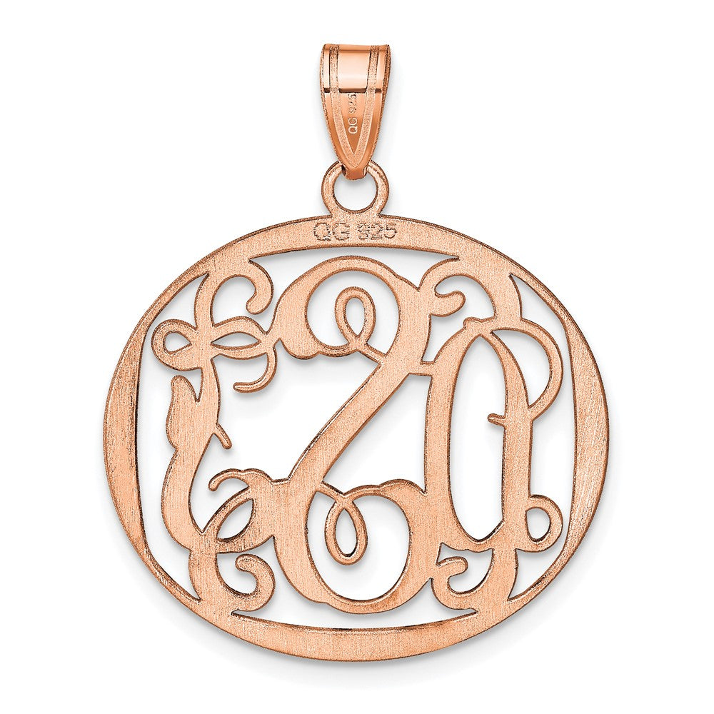 Sterling Silver/Rose-plated Round Monogram Pendant