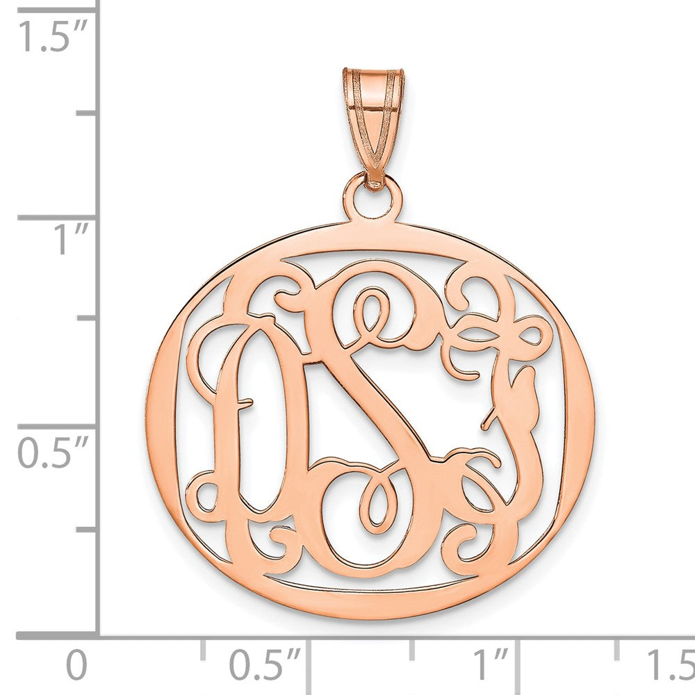 Sterling Silver/Rose-plated Round Monogram Pendant