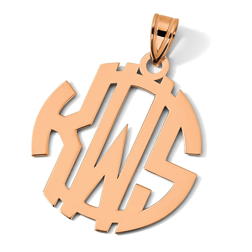 14k Rose Gold Round Cut-out Monogram Pendant