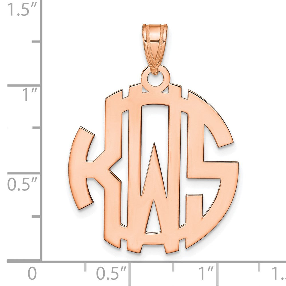 14k Rose Gold Round Cut-out Monogram Pendant