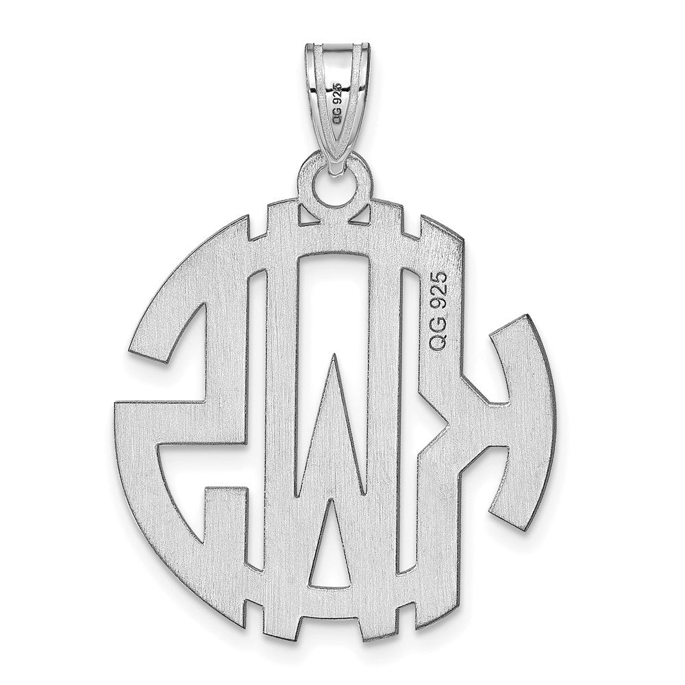 14k White Gold Round Cut-out Monogram Pendant